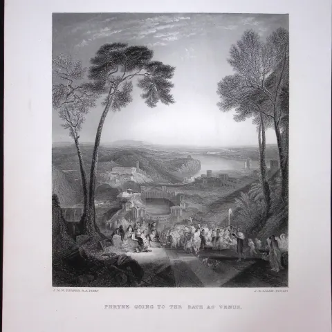 J.M.W Turner Phryne To The Bath as Venus Antique Steel Engraving-73a-TR