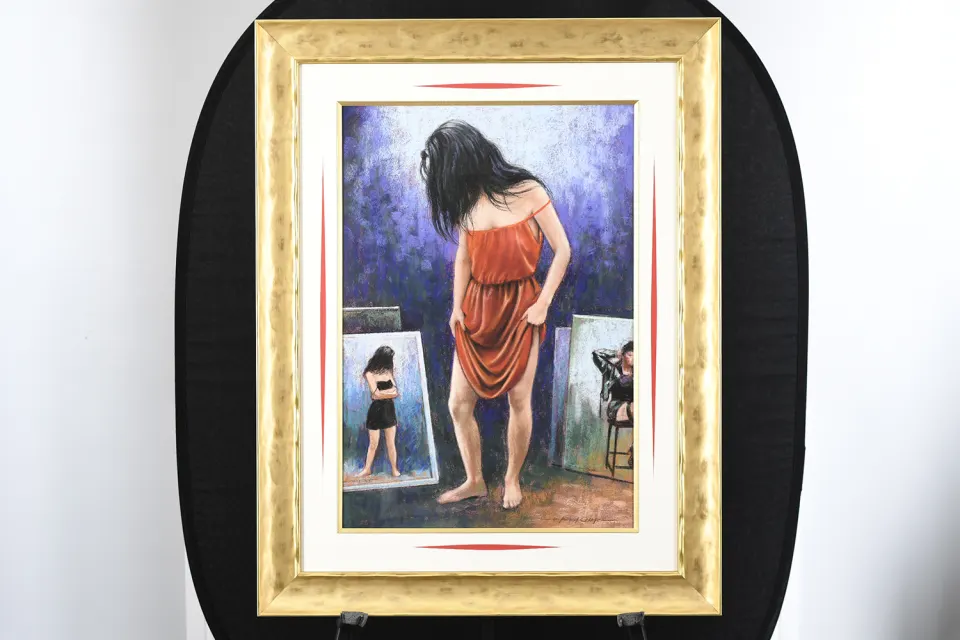 Anthony Orme Painting Lady in Red Dress