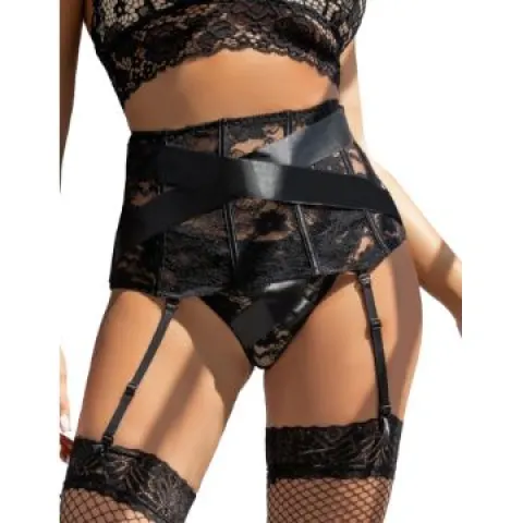 21 x Black Basque and Suspender & Garters Lb32