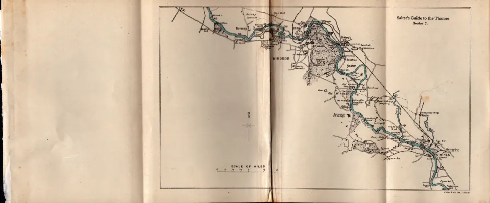 Salters Guide To The Thames No 7 Antique Coloured George V Map.