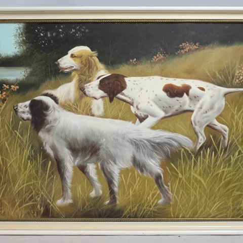 Dogs Oil on Board by R.Johnson