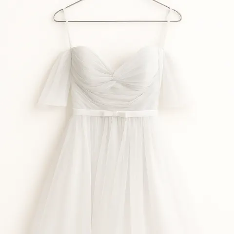 Designer White Label Dress Short White Tulle RRP £665 Size 38 (M)