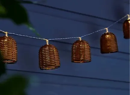 Zinc Solar Rattan lantern Solar-powered Warm white 10 LED lights RRP £14.99 ea L13b