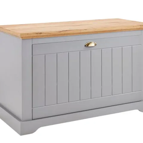 (99/6A) RRP £99. Hampton Storage Bench Grey / Oak Effect. Stylish Two Tone Design. Dimensions: (103