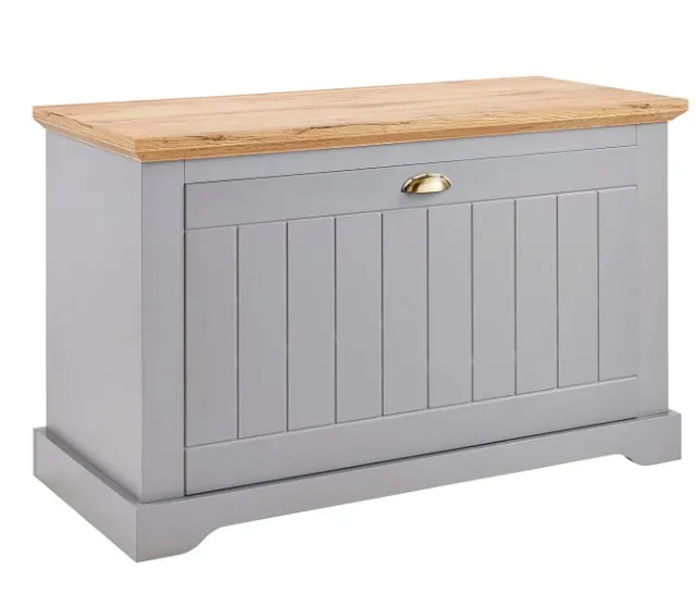 (99/6A) RRP £99. Hampton Storage Bench Grey / Oak Effect. Stylish Two Tone Design. Dimensions: (103