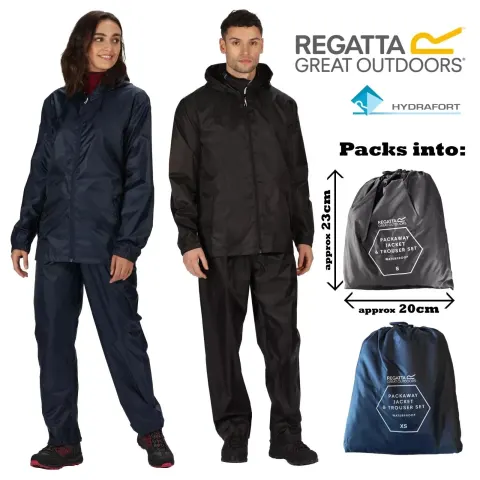 6 Regatta Pack It Jackets & Trousers Sets In Carry Case 3 Navy 3 Black