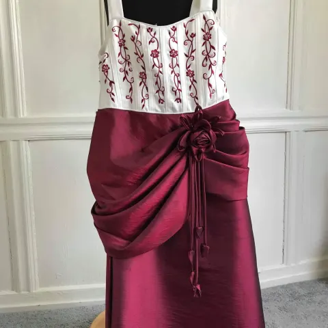Burgundy/ivory prom/flowergirl dress size 32