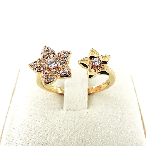 18k Gold 925 Silver CZ Gemstone Flower Ring 'New'