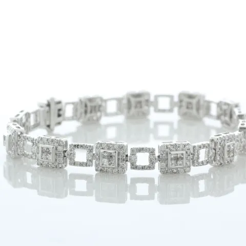 14ct White Gold Full Eternity Diamond Bracelet 3.80 Carats