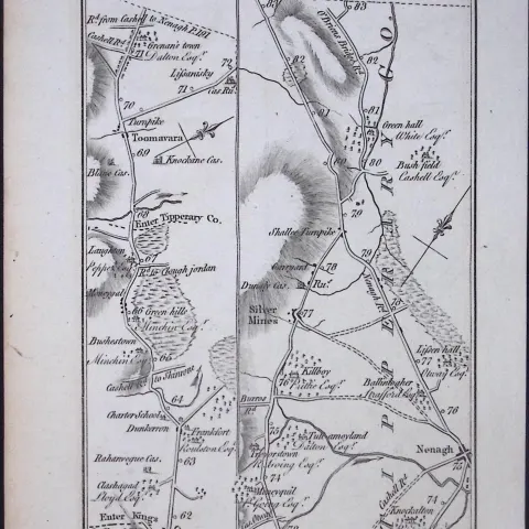 Ireland 245 Years -Old Antique Road Map Dublin, Tipperary, Limerick-98