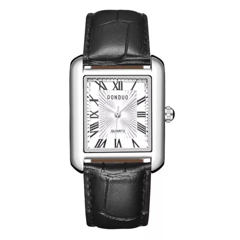 Mens Square Watch Vintage Roman Numeral Analog (Black) L11b