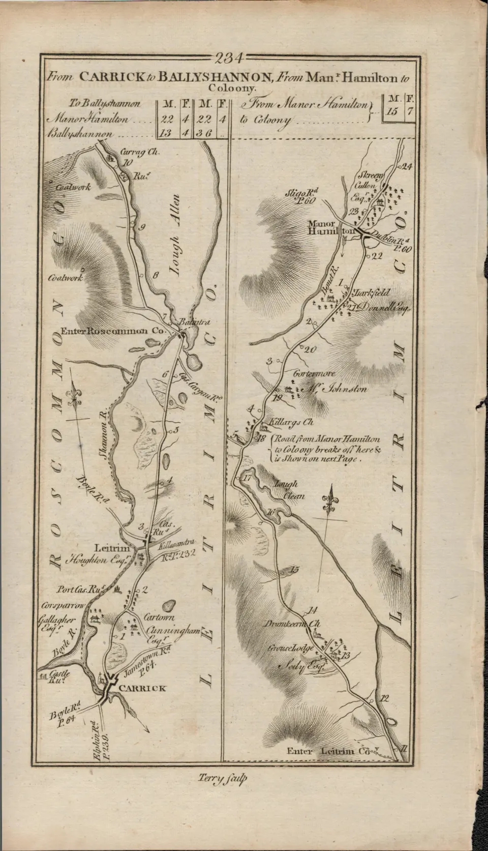 Taylor & Skinner 1777 Ireland Map Ballymahon Carrick On Shannon Leitrim Longford.