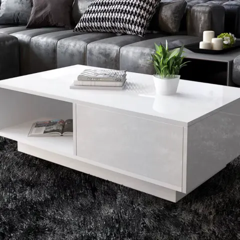 Modern High Gloss Coffee Table Rectangular Living Room Storage Tea Table