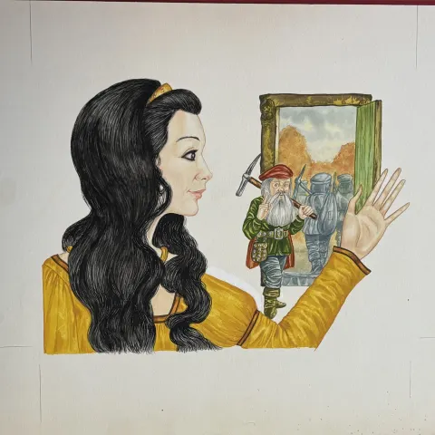 Snow White Original Vintage 1970's Book Artwork & COA & Copy of Page Free Post In UK