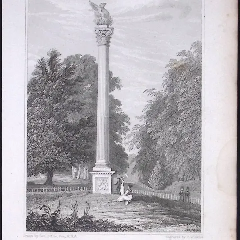 Dublin Phoenix Pillar, Phoenix Park 194 Years Old Antique Steel Engraving-29