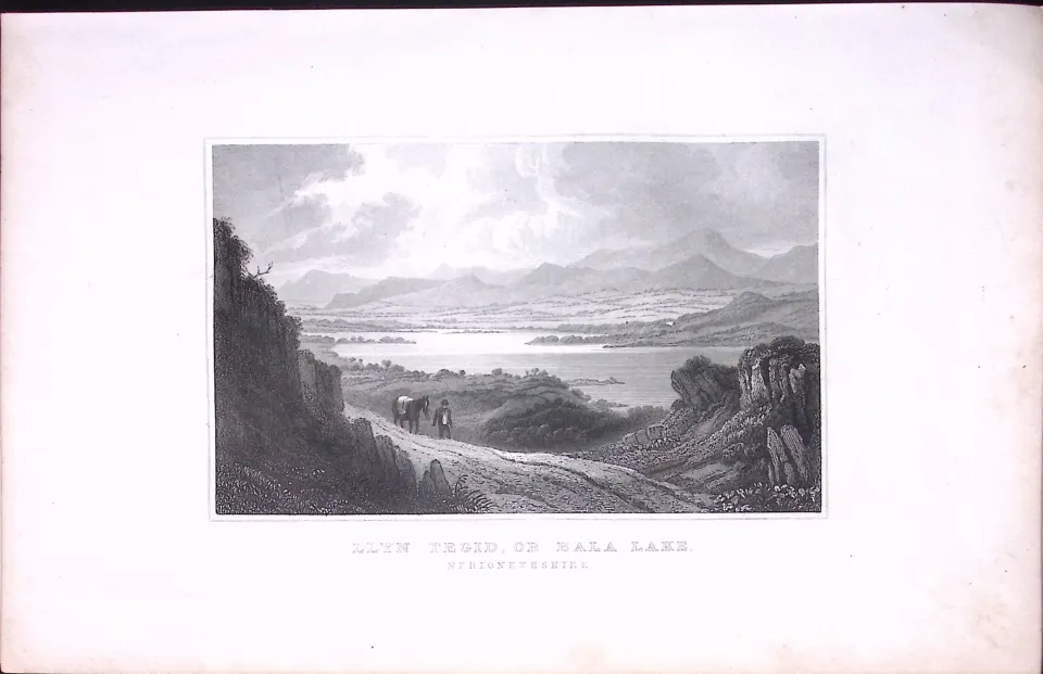 Wales Llyn Tegid Or Bala Lake Antique 166-Year-Old  Steel Engraving-23