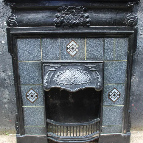 Vintage Cast Iron Tile Fire Surround