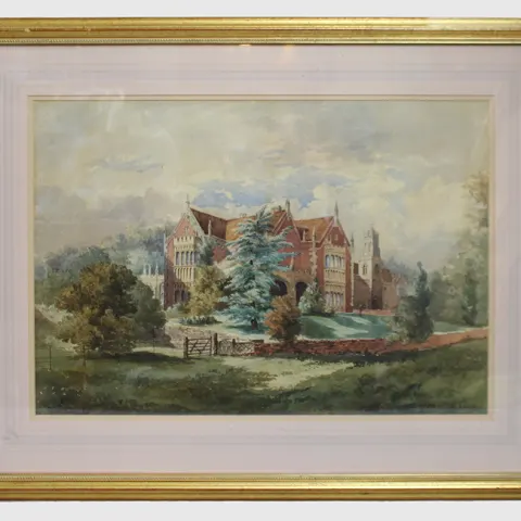 Early 20th c. Watercolour of English Stately Home