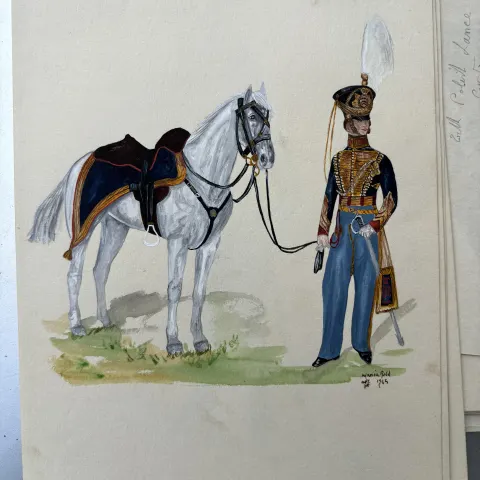 Vintage Watercolour Book Illustration ? Noel Gold "The Alive Hero"  Royal Horse Artillery
