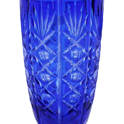 English Vintage Blue Overlay Crystal Vase