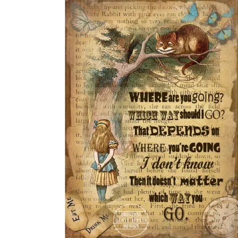 Alice In Wonderland The Cheshire Cat Designed Quote Large Metal Wall Art