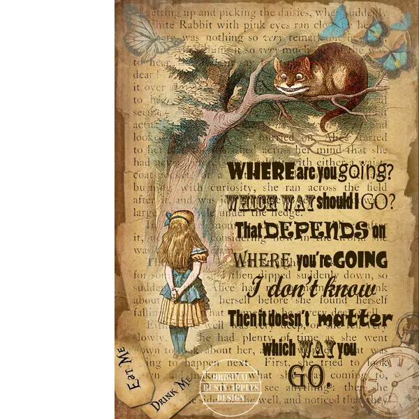 Alice In Wonderland The Cheshire Cat Designed Quote Large Metal Wall Art