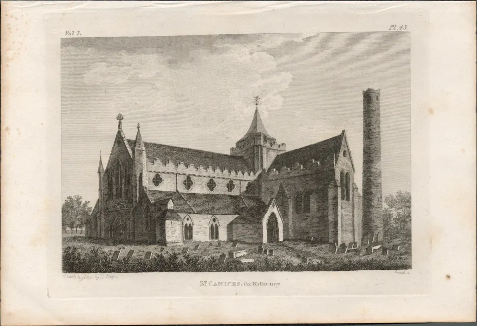 St Canices Cathedral  Co Kilkenny  Rare 1791 Francis Grose Antique Print.