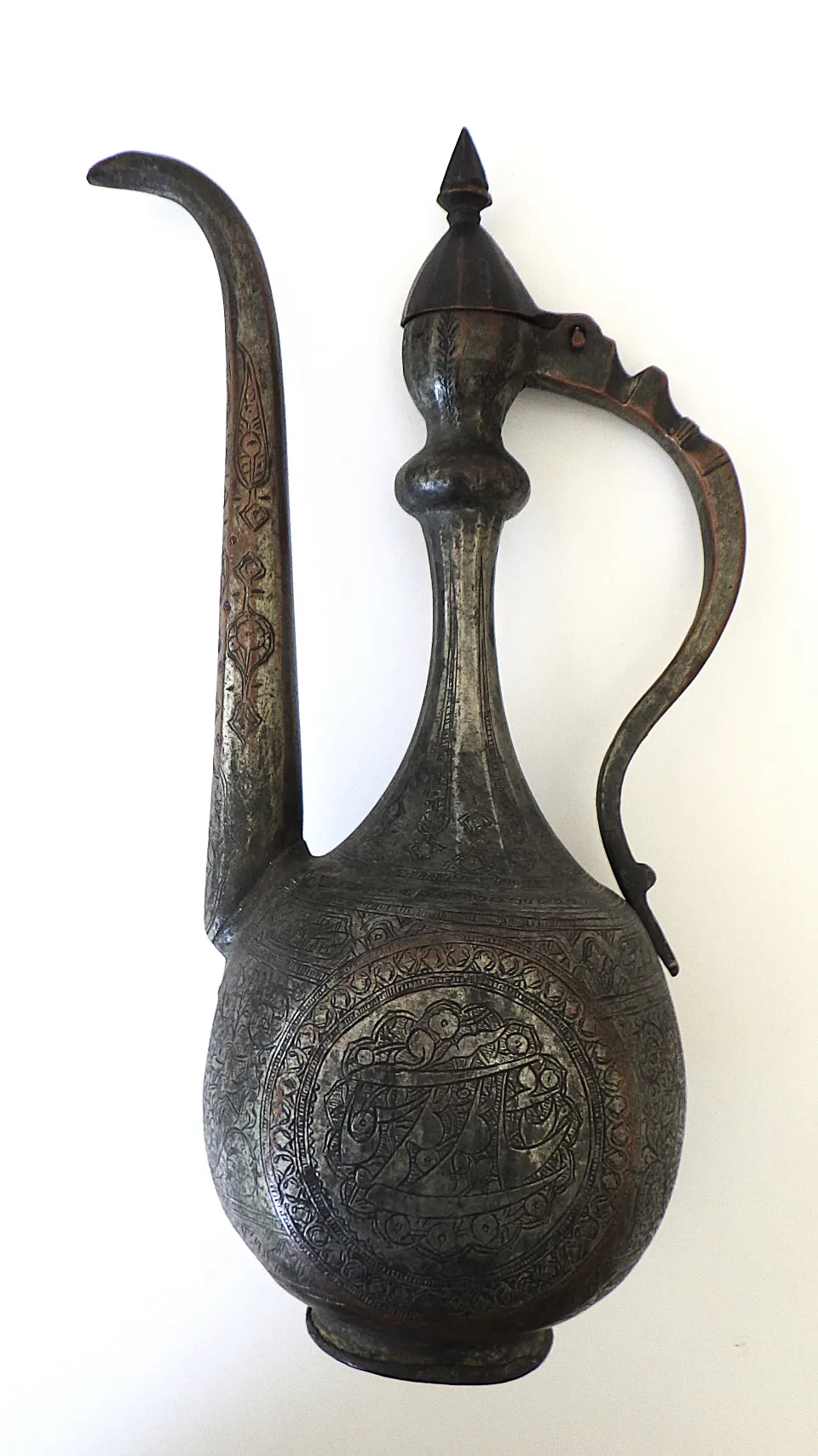 A 19th Century, Persian, Solid “Silvered” Copper AFTABA Pitcher