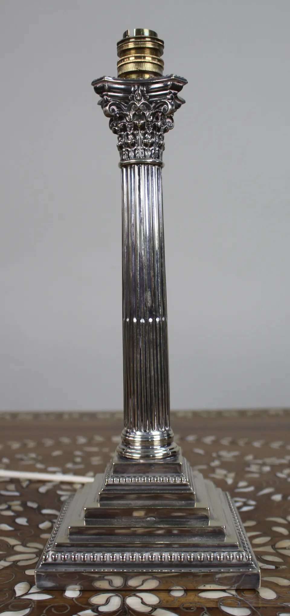 Silver Plated Table Lamp. 13 x 13 x 34 (height) cm