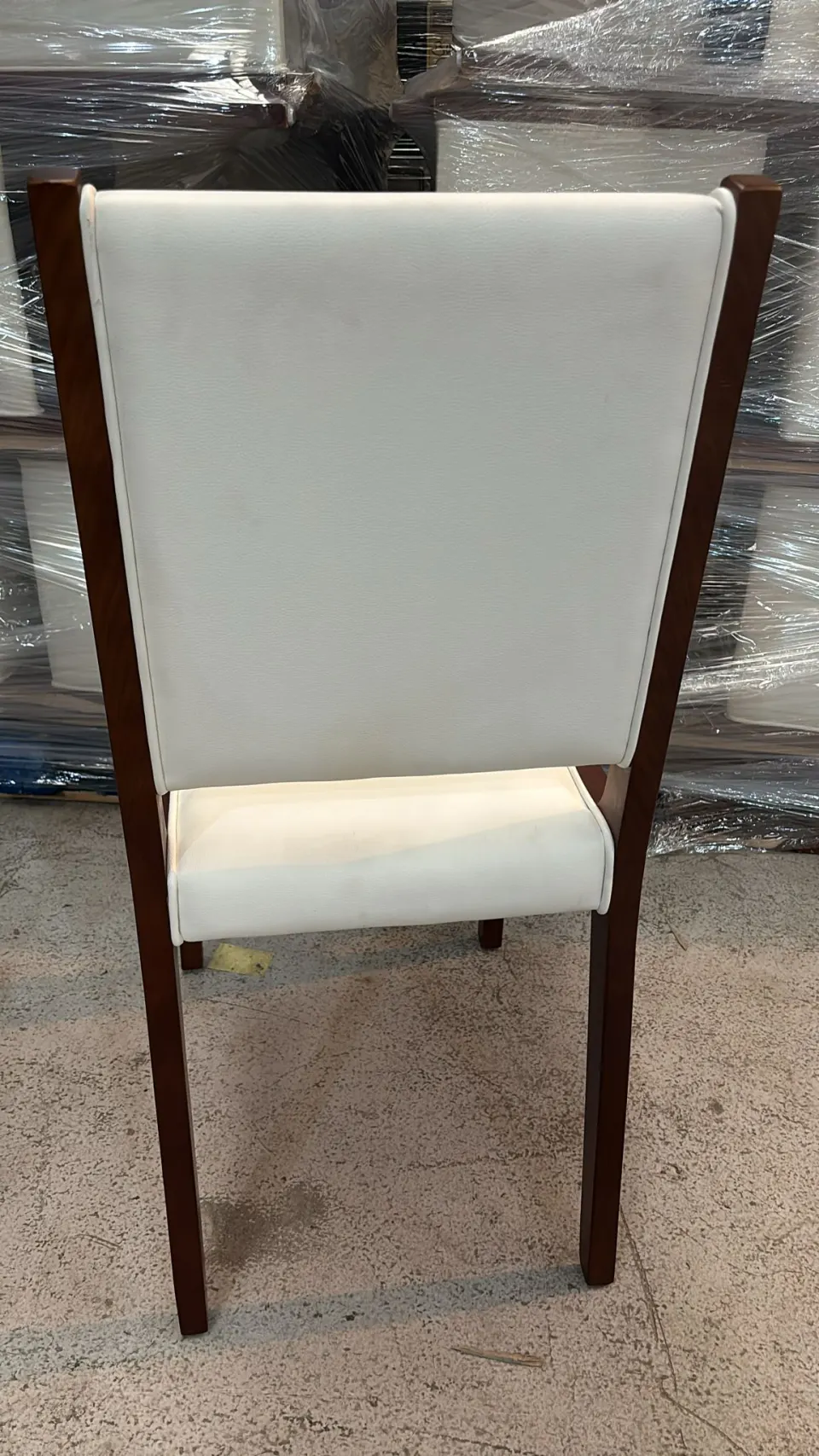 20 x Brompton Solid Wood Chairs Walnut finish with a light cream piped leather upholstery