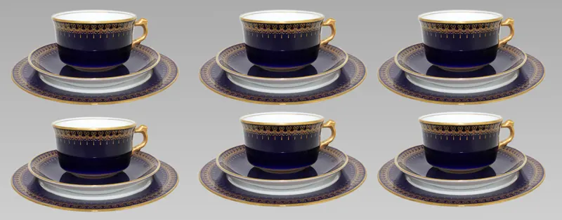 Set of 6 Romanov Collection Cobalt Blue Trios