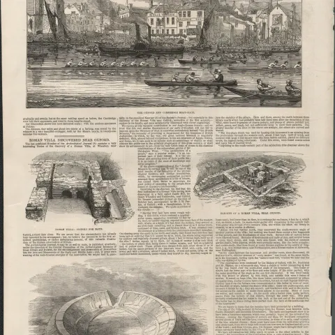The Oxford & Cambridge Boat Race 1846 Antique Illustration