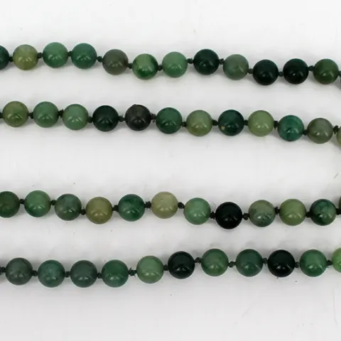 Fine Vintage Jade Bead Necklace with Sterling Silver Clasp