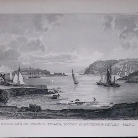 St Nicholas or Drake Island Devonshire Antique 193 Years-Old Steel-Engraving-36