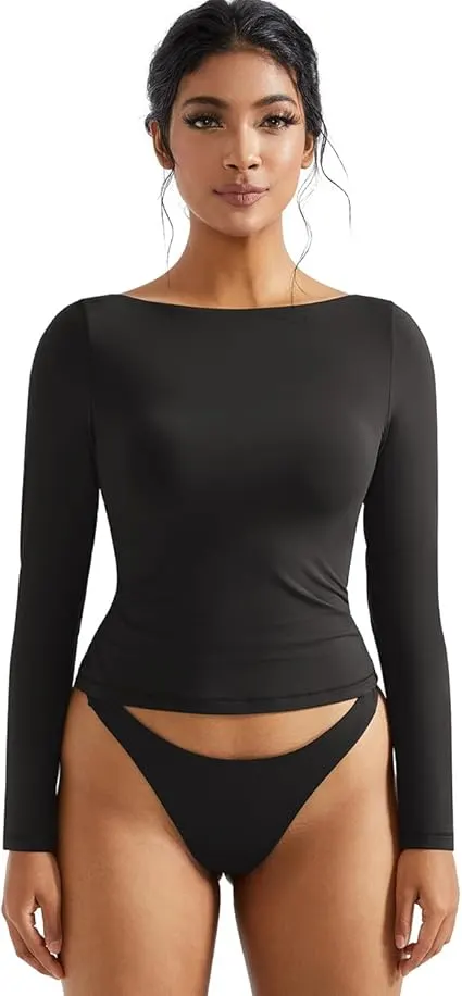 8 x Boat Neck Double Lined Gym Crop Tops L9b