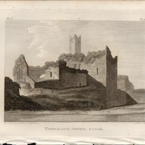 Timoleague Abbey Co Cork Rare 1791 Francis Grose Antique Print.
