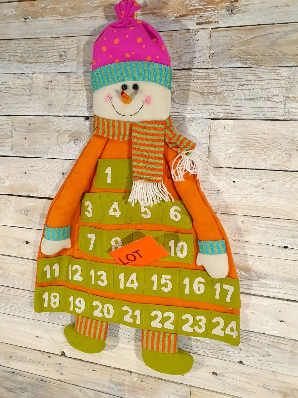 3D Fabric Luxury Snowman advent calendar. 70cm x 44cm