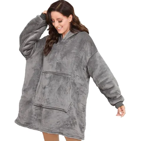 Oversized Ultra-Soft Fleece Snuggle Hoodie – Grey
