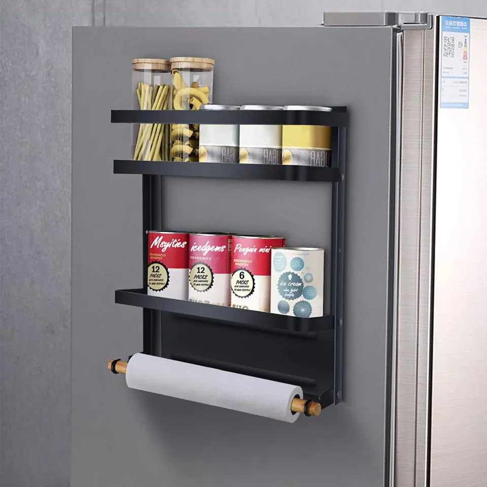 Magnetic Fridge Spice Rack Organiser Rack 2 Tier Refrigerator with Paper Towel Holder RRP 19.99 ea