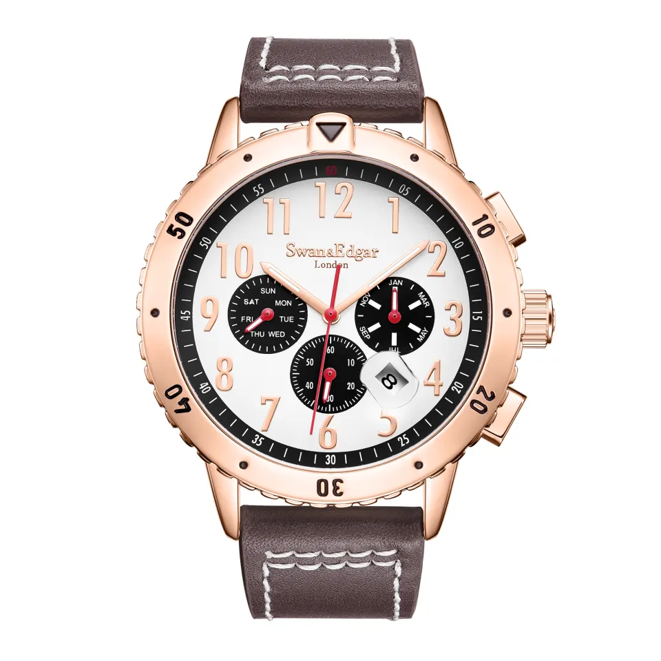 Swan & Edgar Hand Assembled Discern Automatic Rose White Watch - FREE DELIVERY & 5 YEAR WARRANTY