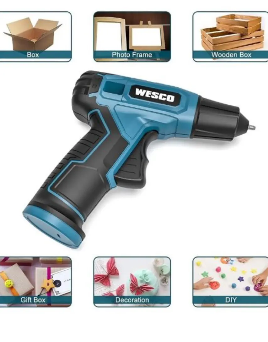 Cordless Hot Glue Gun WESCO 3.6V 10 pieces Fast Heat Up Anti-Leaking