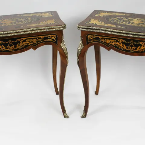Pair of Marquetry Inlaid 19th c. Card Tables