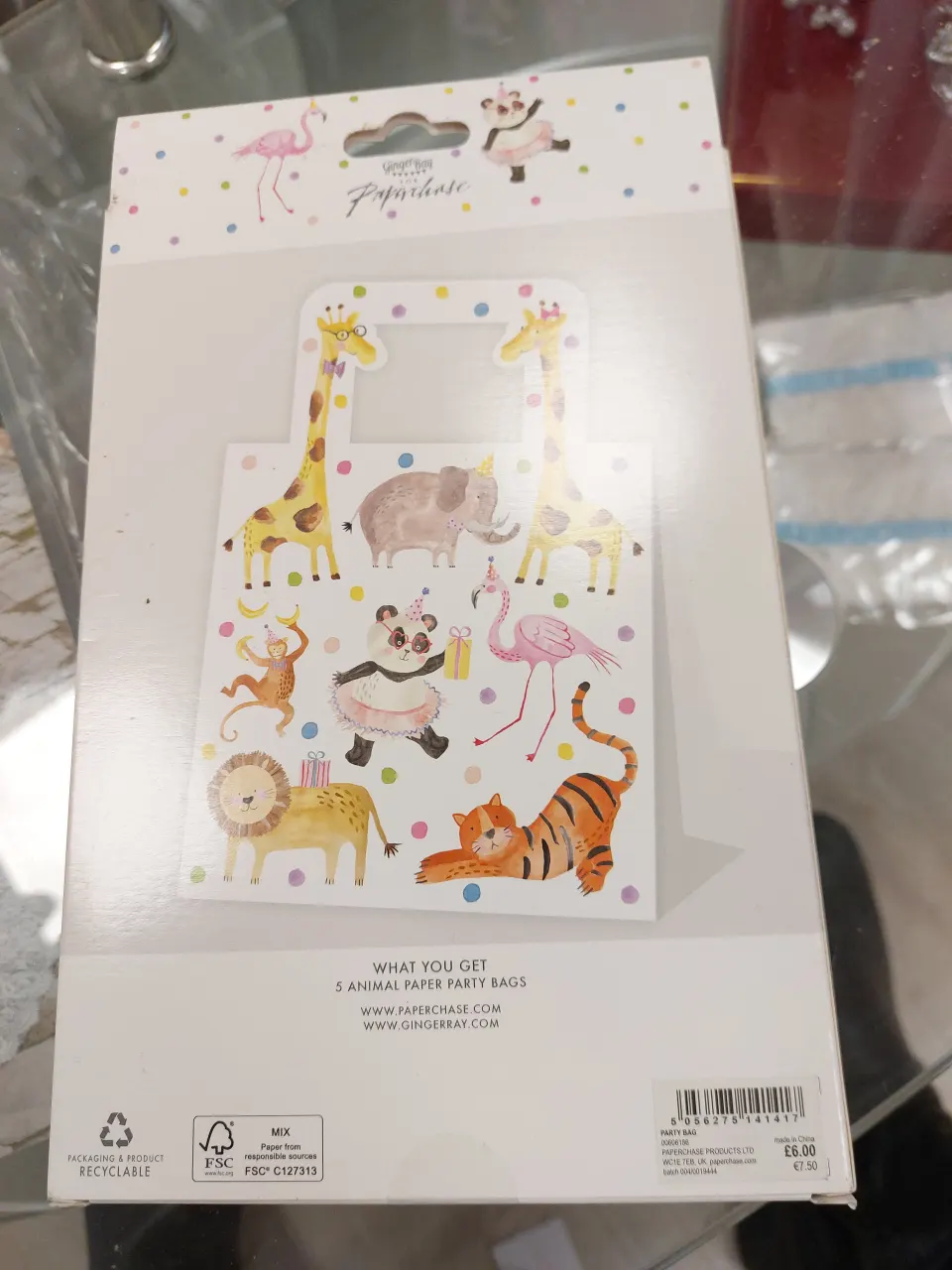 Animal Party Bags.  Boxes of 5.  10 boxes