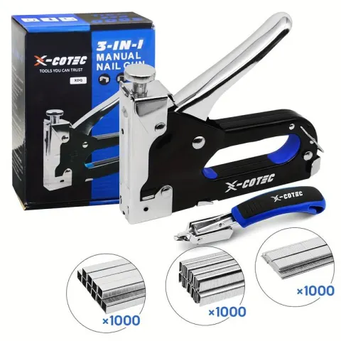 Heavy Duty Staple Gun Kit - 3 In 1 Versatile Stapler for Wood, Wall & Upholstery - 3000 Staples Inc.