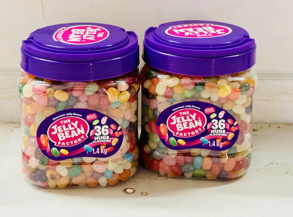 2 x The Jelly Bean Factory Huge Flavours 1.4Kg New Sealed Tubs BBE 4/25