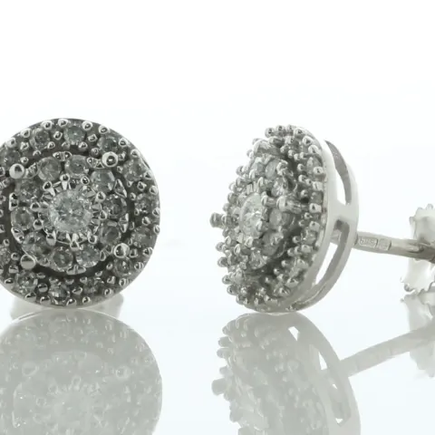 14ct White Gold Diamond Cluster Stud Earring 0.25 Carats