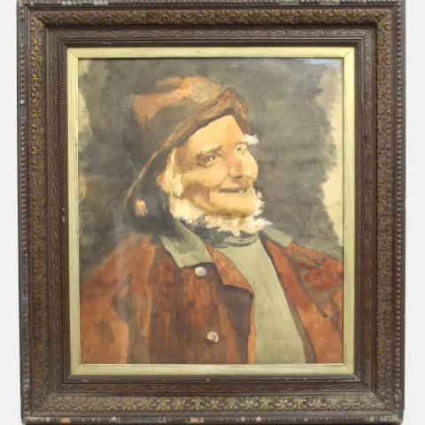 Antique Victorian Framed Watercolour of an Old Fisherman