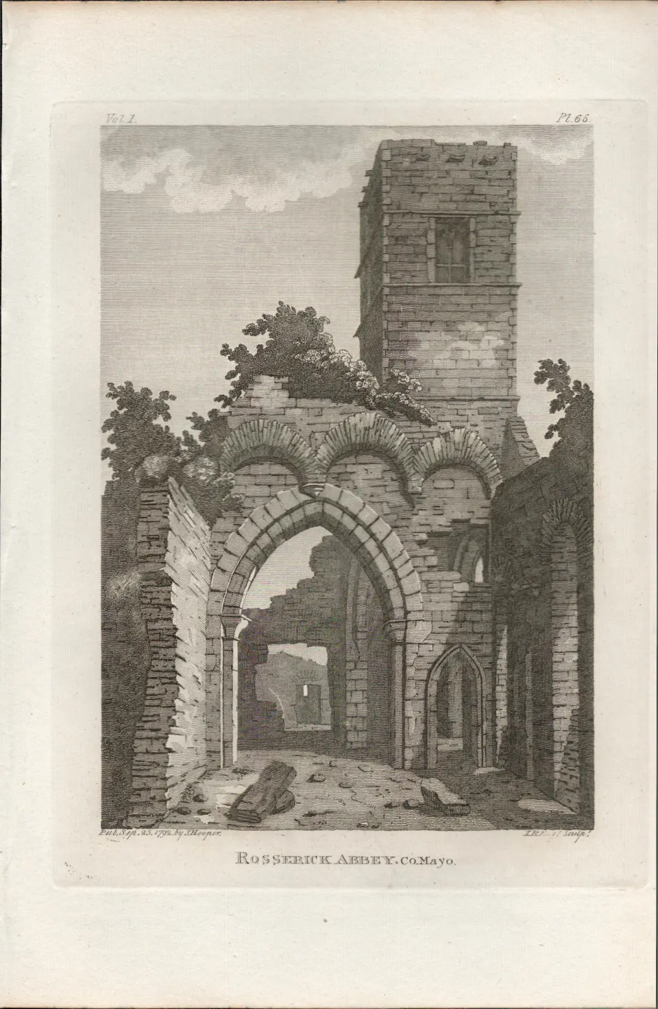 Rosserick Abbey Co Mayo Rare 1791 Francis Grose Antique Print.