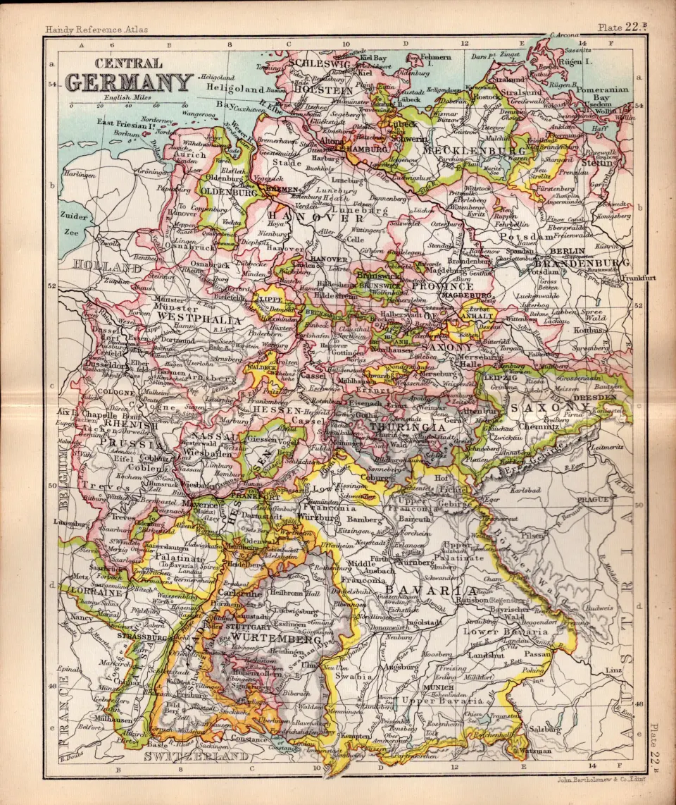 The German Empire  Double Sided Antique 1896 Map.