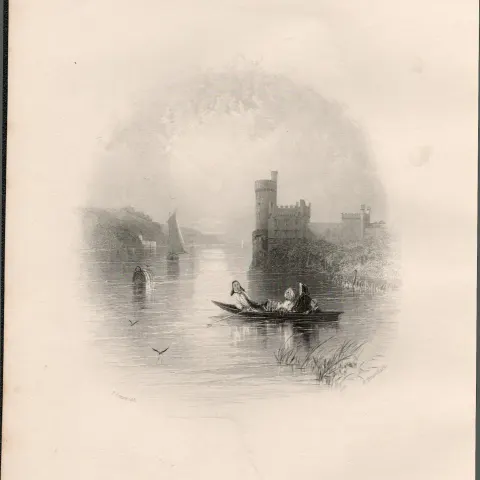 Black Rock Castle Cork 1837-38 Victorian Antique Engraving.